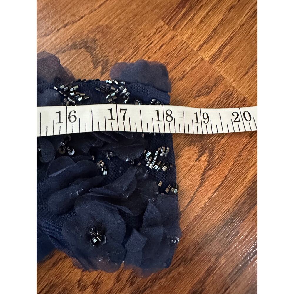 Pisarro Nights 3D Floral Beaded Taffeta Gown Blue Size 6 NWT Needs Zipper Repair - Picture 10 of 11